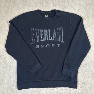 Everlast Sweatshirt Mens XL Black Crewneck Fleece Pullover Sport Logo Graphic